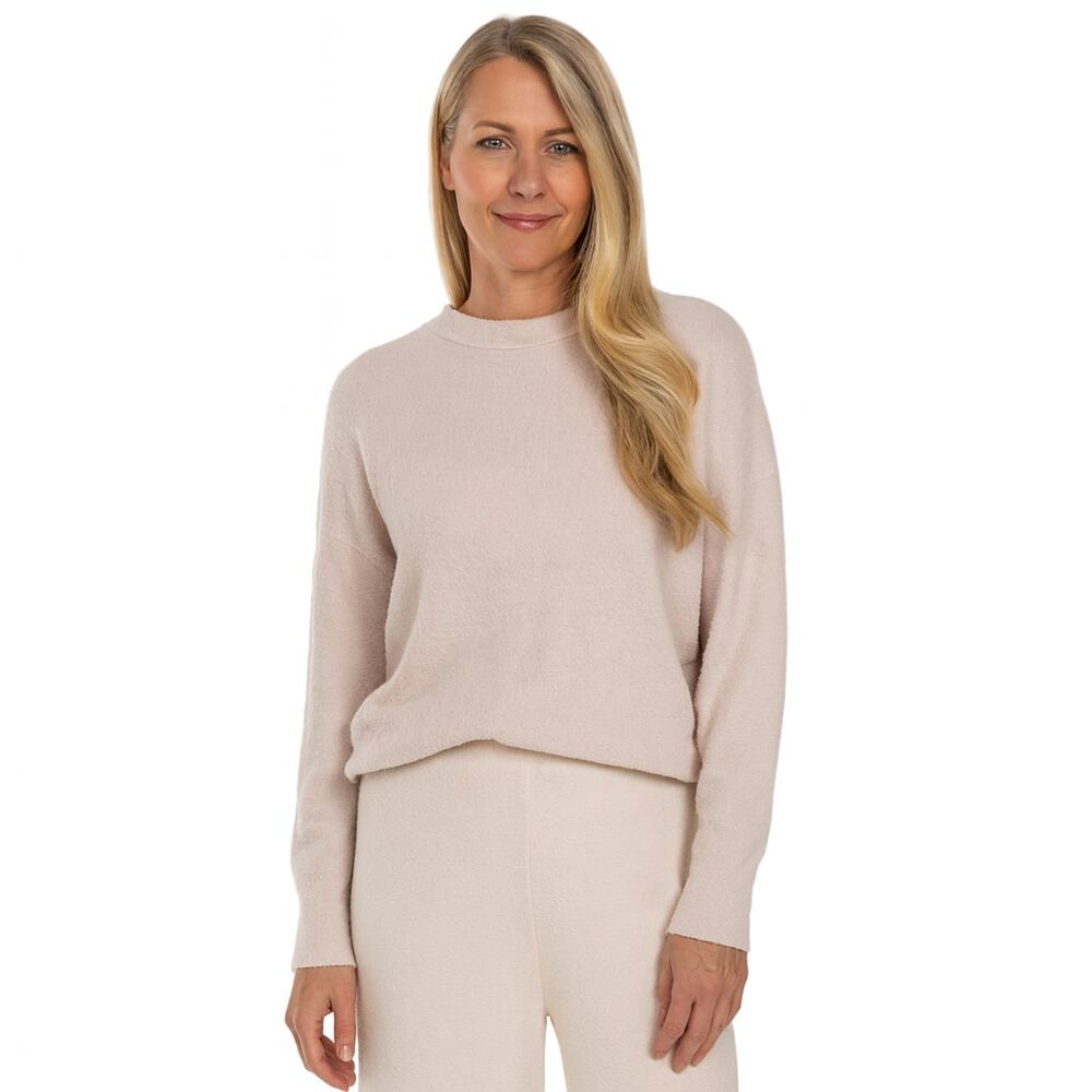 Barefoot Dreams Cozychic lite knit Cream Baggy Crewneck sweatshirt size XS‎